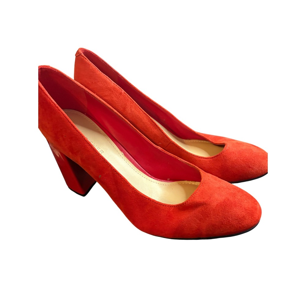 Marc Fisher orange/ Red Suede Round Toe Block Heel Pumps Size 8M